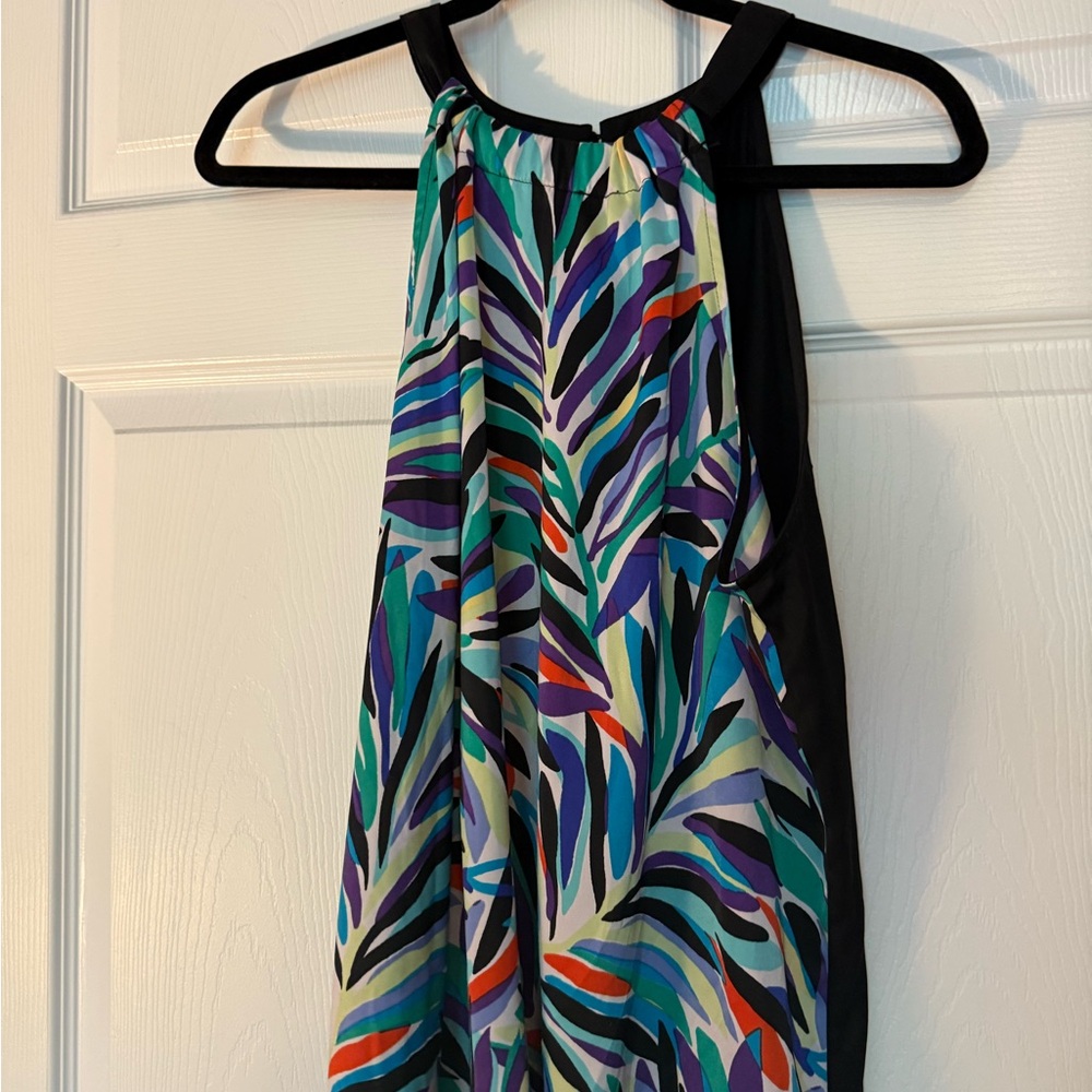 Colorful Leaf Print Halter Top